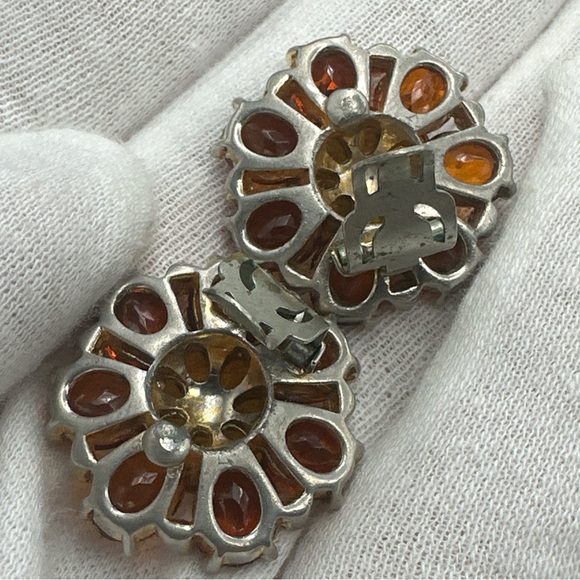 Vintage 1950’s Amber Glass Earrings Clip On #729 - Picture 4 of 7